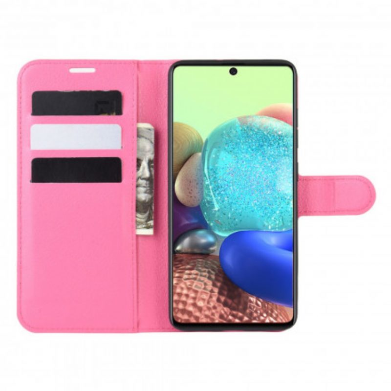 Flip Case Für Samsung Galaxy A71 5G Klassischer Litschi-ledereffekt