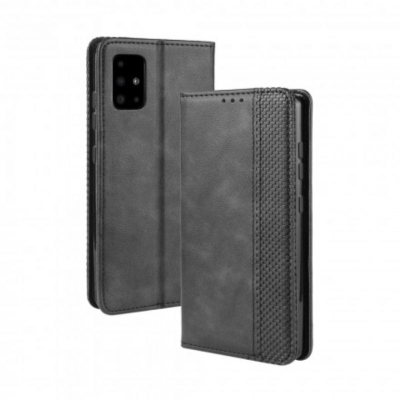 Schutzhülle Für Samsung Galaxy A71 5G Flip Case Stilisierter Vintage-ledereffekt