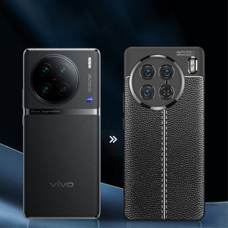 Handyhülle Für Vivo X90 Pro Doppellinien-litschi-ledereffekt