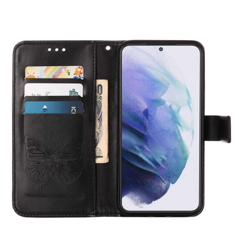 Flip Case Für Samsung Galaxy S23 Plus 5G Mit Kordel Barocker Riemchenschmetterling