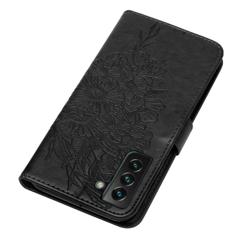 Flip Case Für Samsung Galaxy S23 Plus 5G Mit Kordel Barocker Riemchenschmetterling