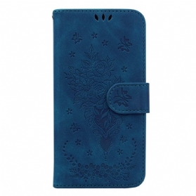 Flip Case Für Samsung Galaxy S23 Plus 5G Mit Kordel Riemchenrosen Und Schmetterlinge