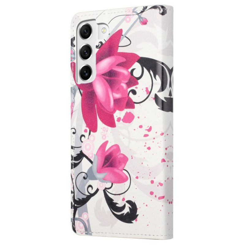 Flip Case Für Samsung Galaxy S23 Plus 5G Tropische Blumen