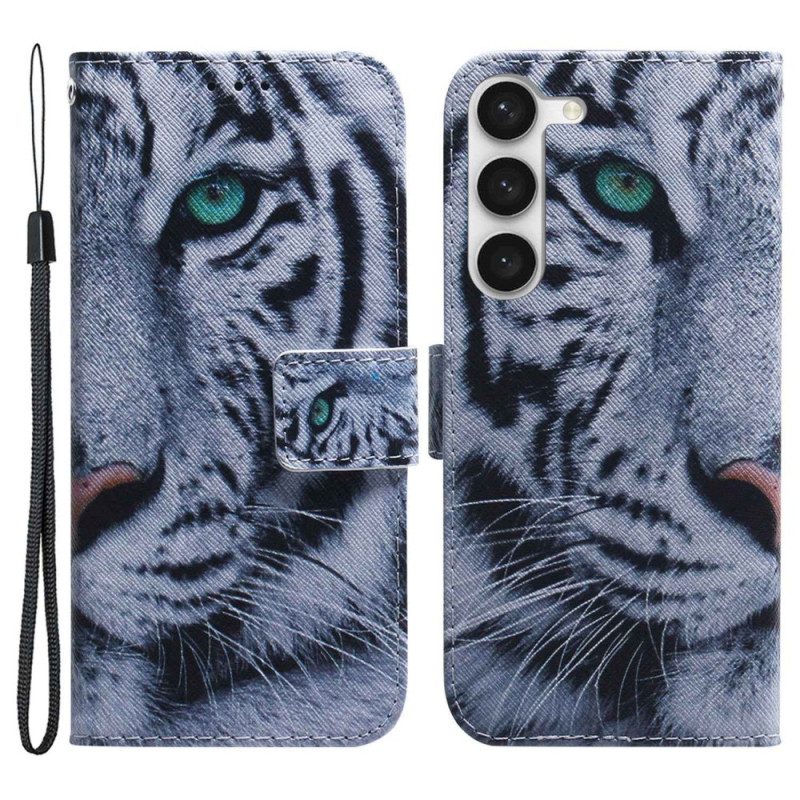 Flip Case Für Samsung Galaxy S23 Plus 5G Weißer Tiger