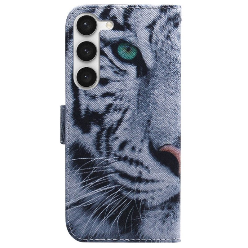 Flip Case Für Samsung Galaxy S23 Plus 5G Weißer Tiger