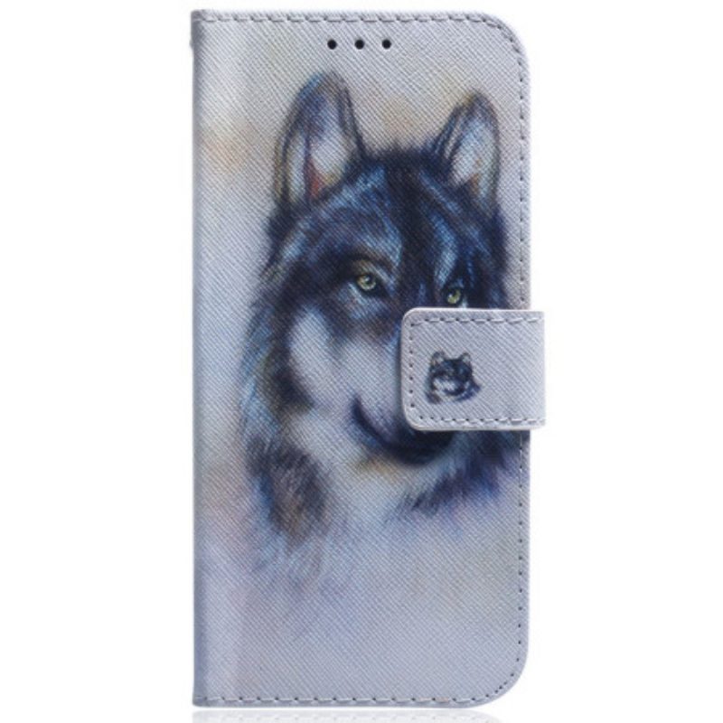 Lederhüllen Für Samsung Galaxy S23 Plus 5G Aquarell-wolf