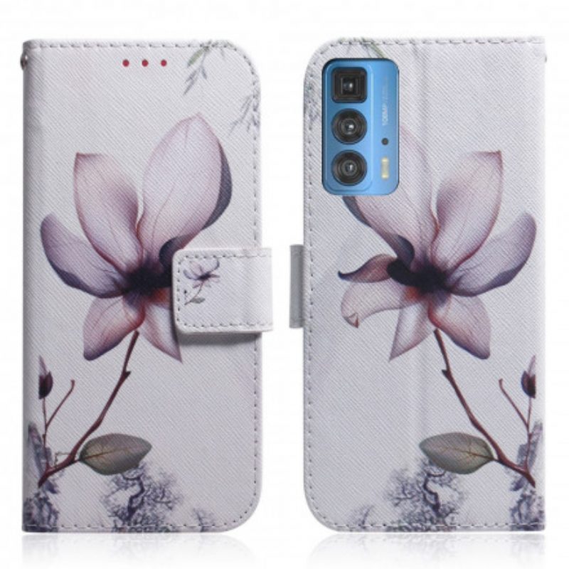 Flip Case Für Motorola Edge 20 Pro Blume Staubiges Rosa