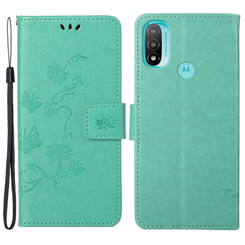 Flip Case Für Moto G71 5G Asiatische Schmetterlinge Und Blumen