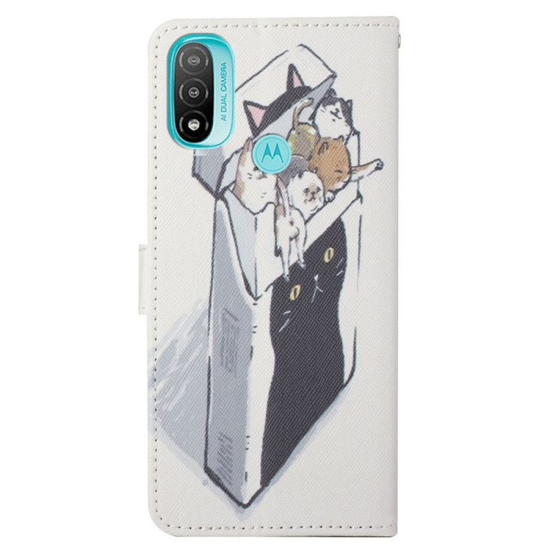 Flip Case Für Moto G71 5G Mit Kordel Lieferkatzen Mit Tangas