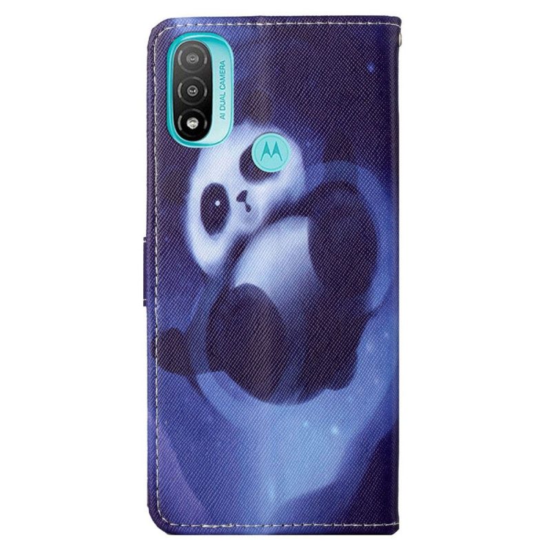 Flip Case Für Moto G71 5G Mit Kordel Panda Space Mit Schlüsselband