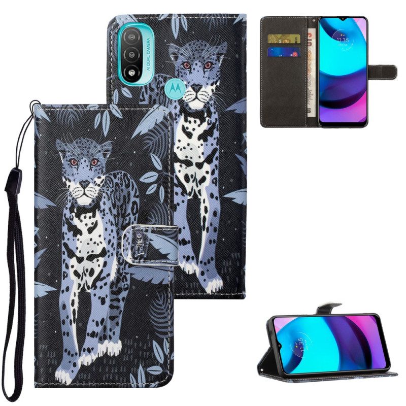 Flip Case Für Moto G71 5G Mit Kordel Riemchen-leopard