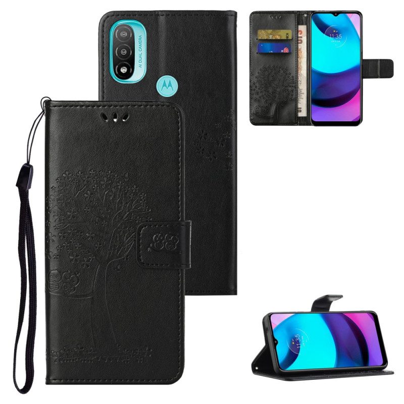 Flip Case Für Moto G71 5G Mit Kordel Tangabaum Und Eulen