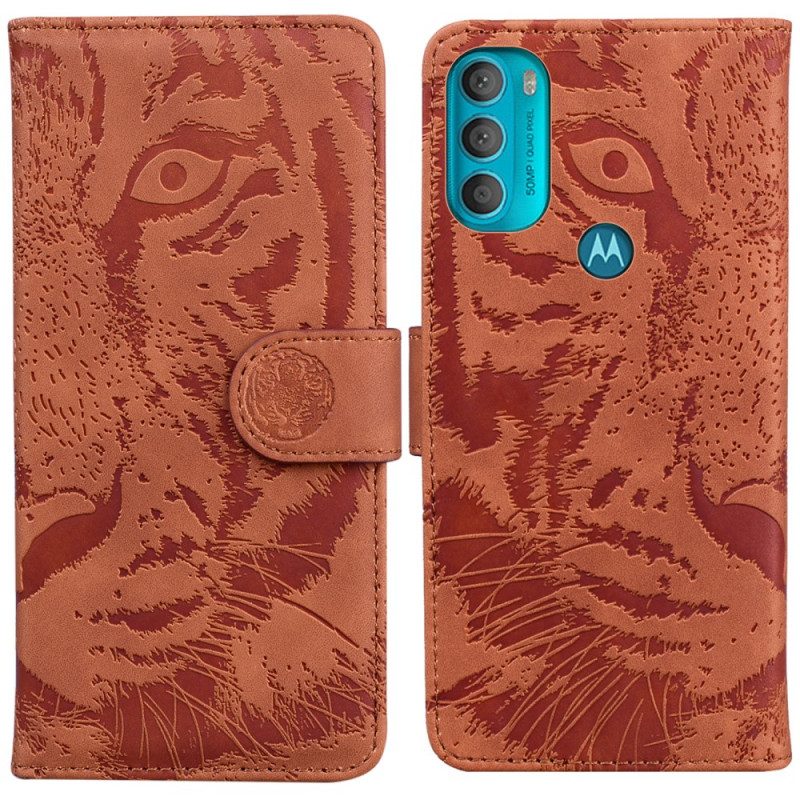 Flip Case Für Moto G71 5G Tiger-gesichtsdruck