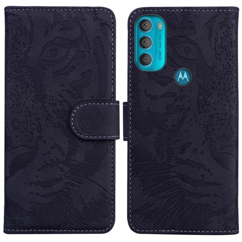 Flip Case Für Moto G71 5G Tiger-gesichtsdruck