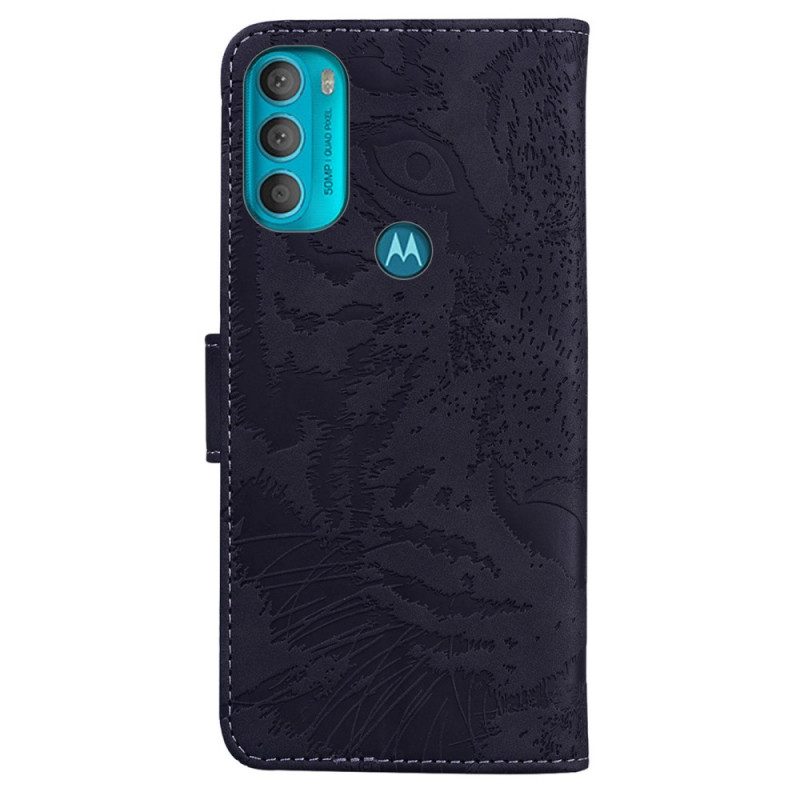 Flip Case Für Moto G71 5G Tiger-gesichtsdruck