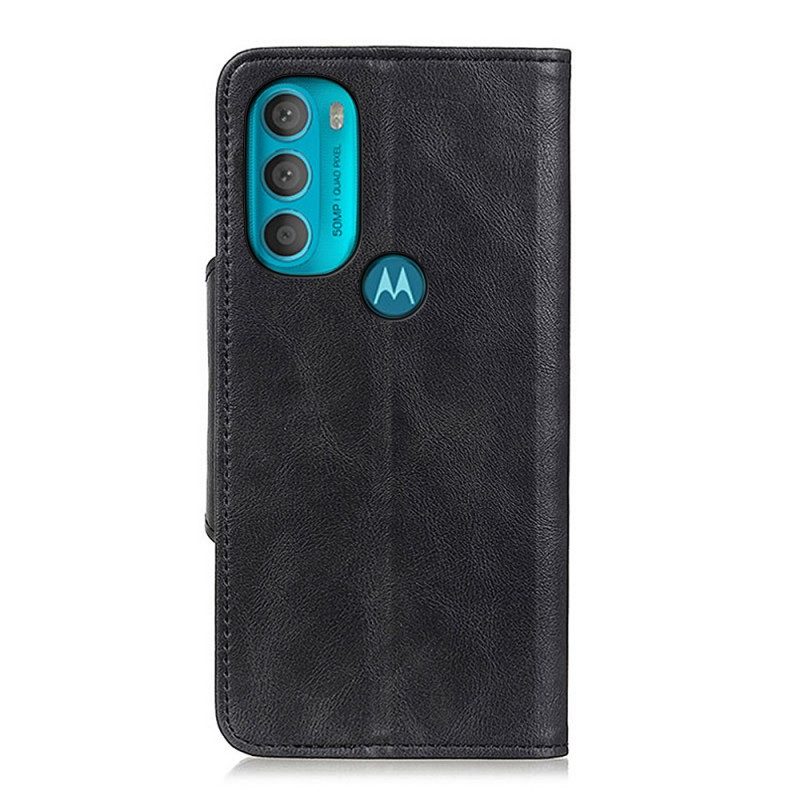 Flip Case Für Moto G71 5G Vintage Kunstleder Und Knopf