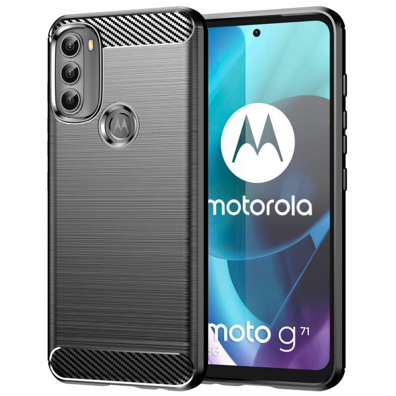 Handyhülle Für Moto G71 5G Gebürstete Kohlefaser