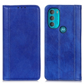 Schutzhülle Für Moto G71 5G Flip Case Eleganz Aus Gespaltenem Litschi-leder