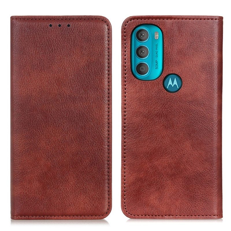 Schutzhülle Für Moto G71 5G Flip Case Strukturiertes Spaltleder