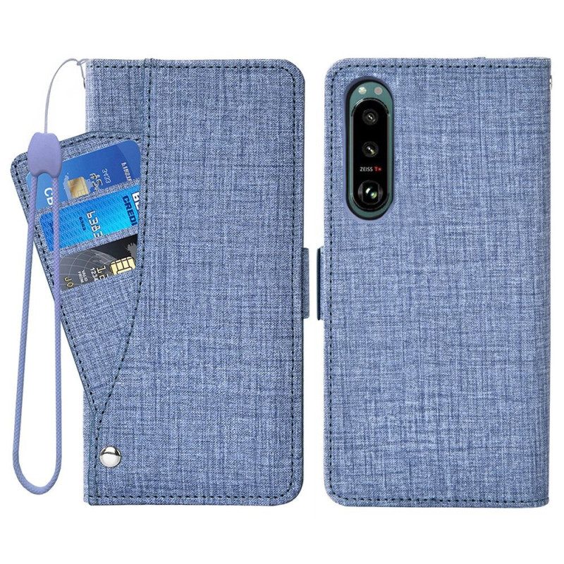 Flip Case Für Sony Xperia 5 IV Jeans Mit Drehbarem Kartenhalter