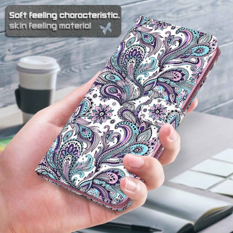 Flip Case Für Sony Xperia 5 IV Mit Kordel Riemchen-paisley-muster