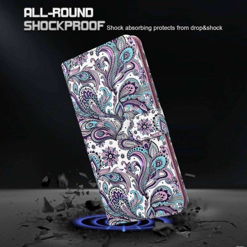 Flip Case Für Sony Xperia 5 IV Mit Kordel Riemchen-paisley-muster