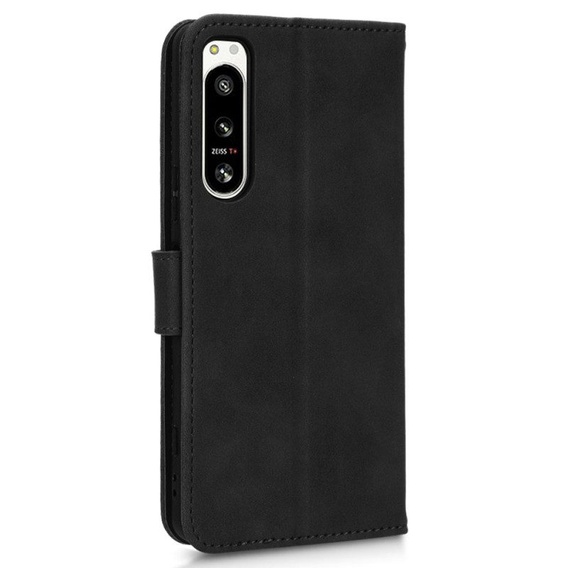 Flip Case Für Sony Xperia 5 IV Mit Kordel Riemchenledereffekt