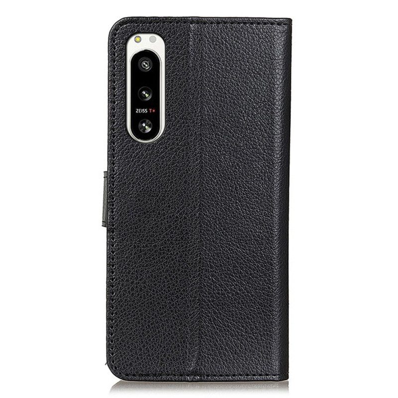 Flip Case Für Sony Xperia 5 IV Traditionelles Litschi-kunstleder