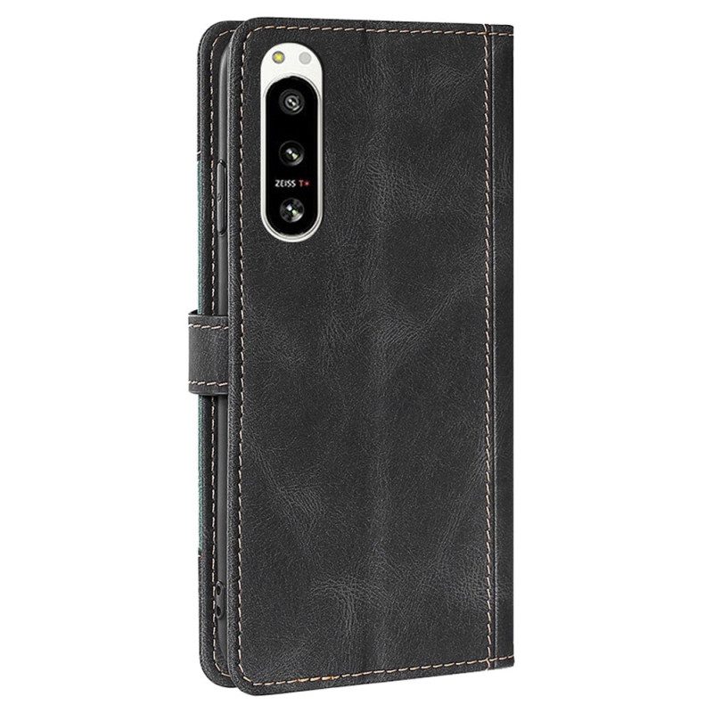 Flip Case Für Sony Xperia 5 IV Zweifarbiges Blumenmuster