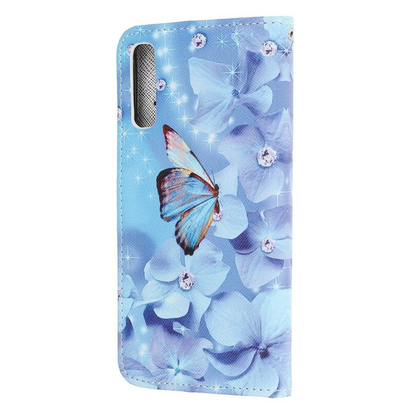 Flip Case Für Huawei P Smart S Mit Kordel Riemchen-diamant-schmetterlinge