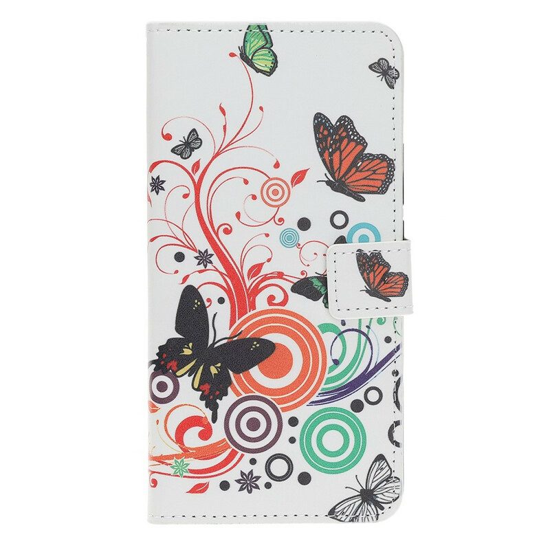 Flip Case Für Huawei P Smart S Schmetterlinge Und Blumen