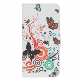 Flip Case Für Huawei P Smart S Schmetterlinge Und Blumen