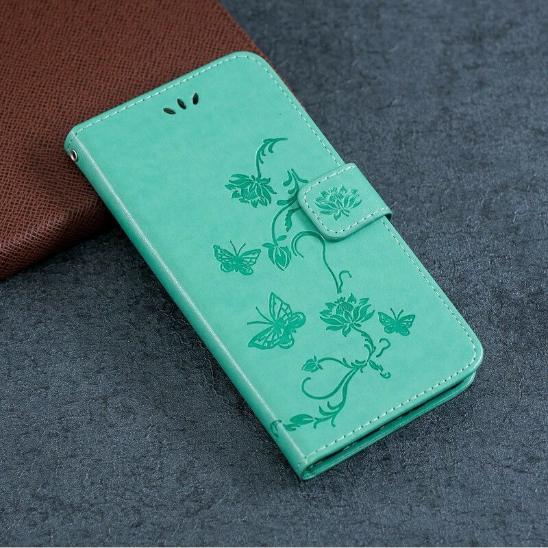 Lederhüllen Für Huawei P Smart S Mit Kordel Schmetterlings- Und Blumenarmband