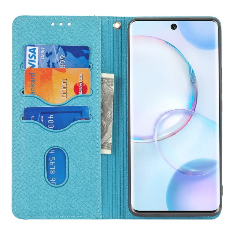 Flip Case Für Huawei Nova 9 Pro Mit Kordel Riemchen-stil Aus Gewebtem Leder