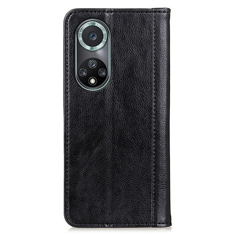 Schutzhülle Für Huawei Nova 9 Pro Flip Case Eleganz Aus Gespaltenem Litschi-leder