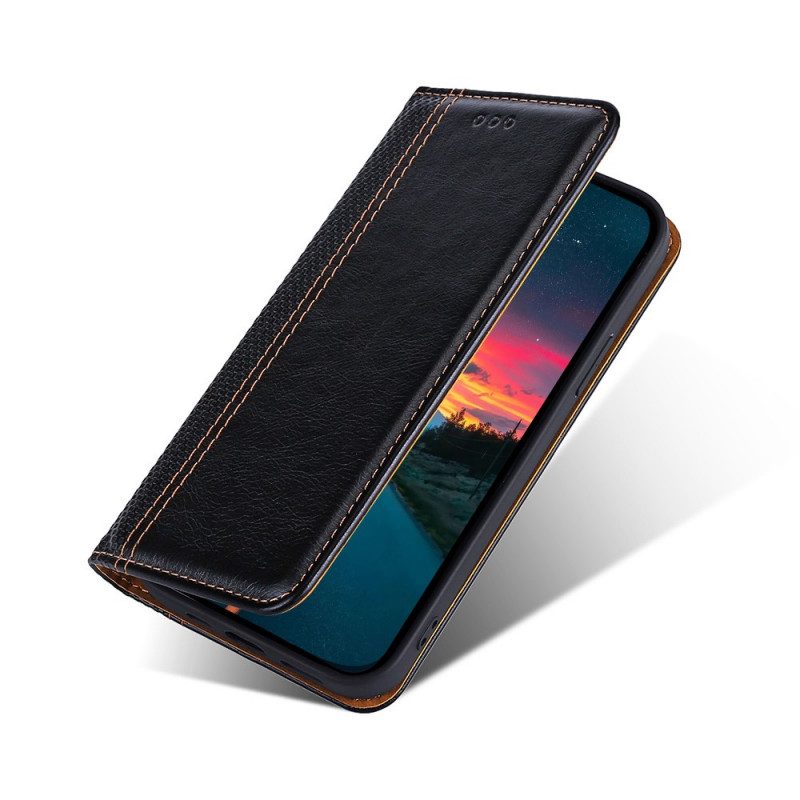 Schutzhülle Für Huawei Nova 9 Pro Flip Case Nähte Aus Litschi-spaltleder