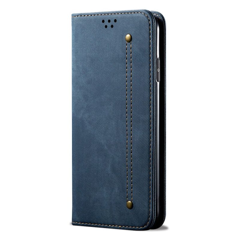 Flip Case Motorola Edge 50 Pro Jeansstoff