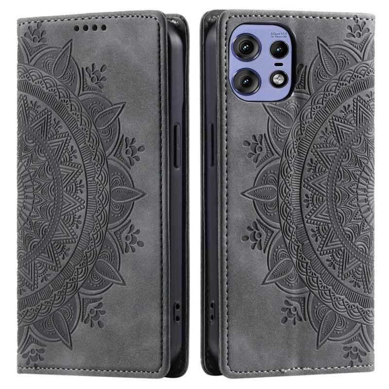 Flip Case Motorola Edge 50 Pro Mandala-wildleder-effekt