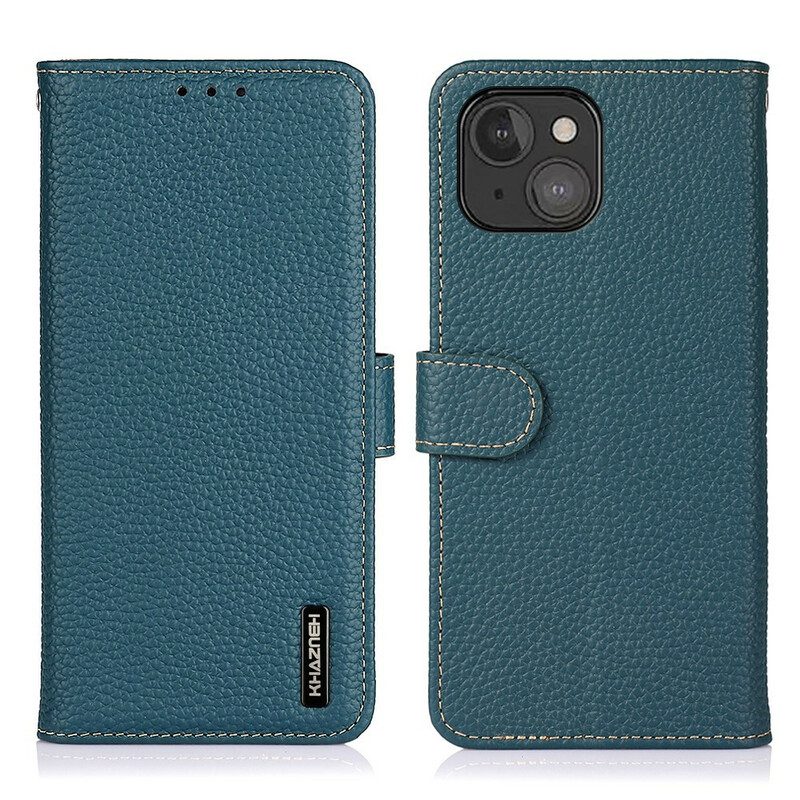 Flip Case Für iPhone 13 Mini Echtes Khazneh-litschi-leder