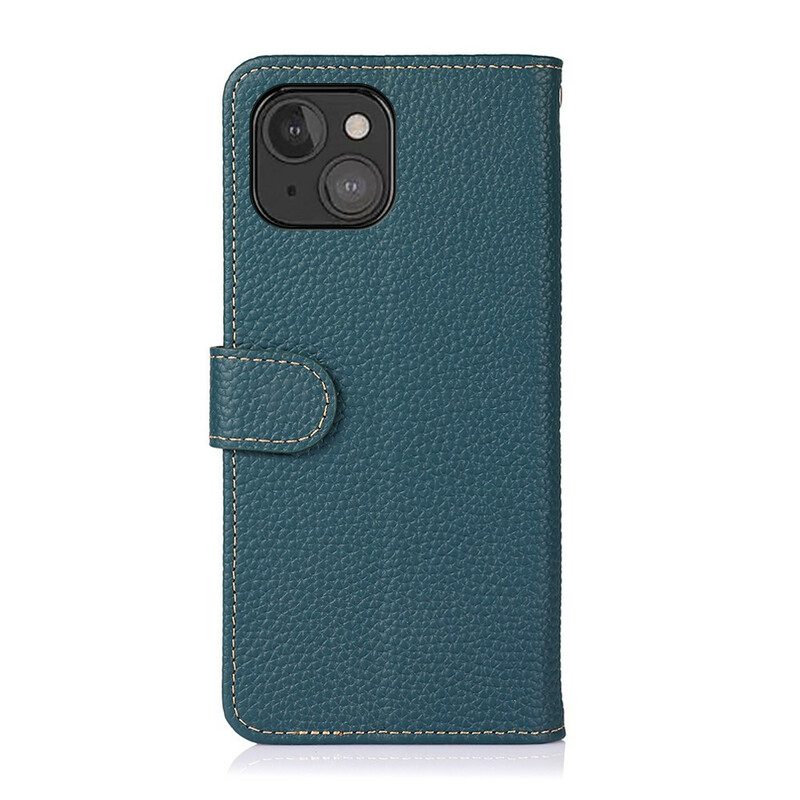 Flip Case Für iPhone 13 Mini Echtes Khazneh-litschi-leder