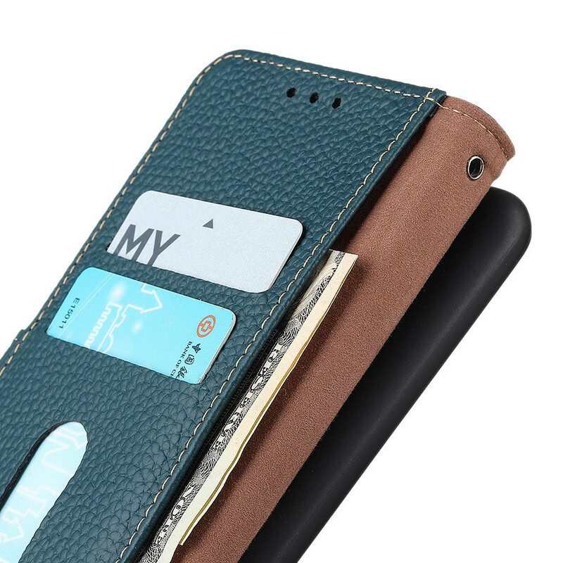 Flip Case Für iPhone 13 Mini Echtes Khazneh-litschi-leder