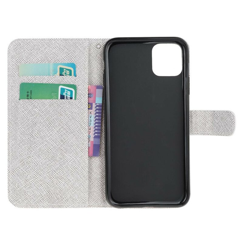 Flip Case Für iPhone 13 Mini Mit Kordel Riemchen-diamant-schmetterlinge