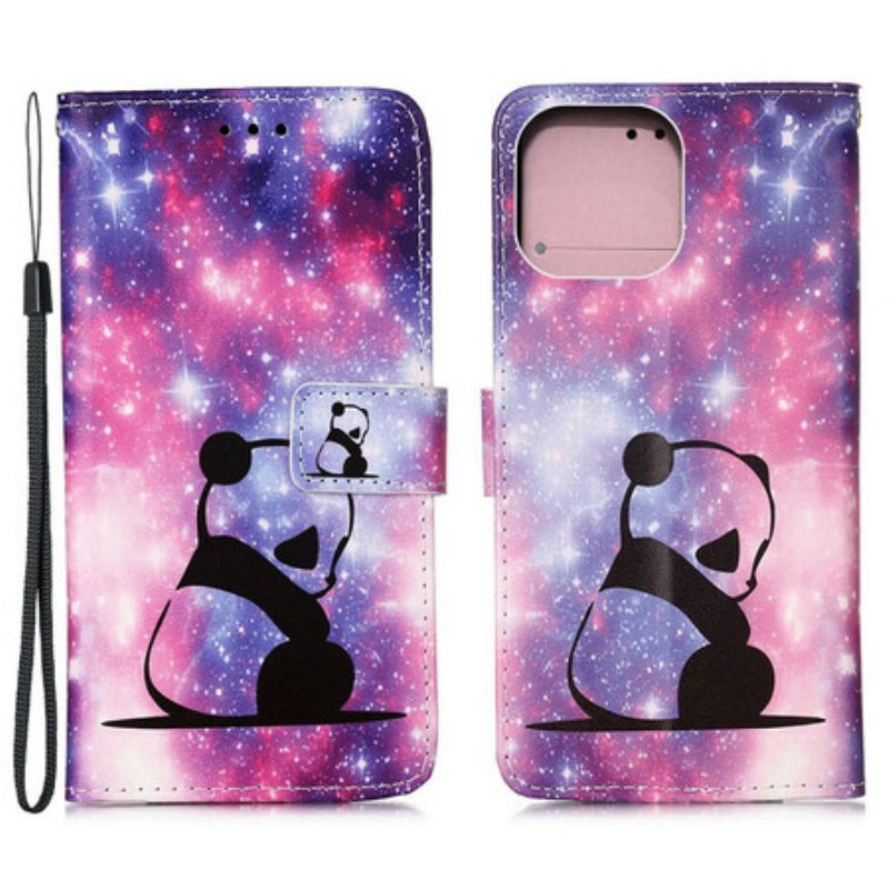 Flip Case Für iPhone 13 Mini Panda-galaxie