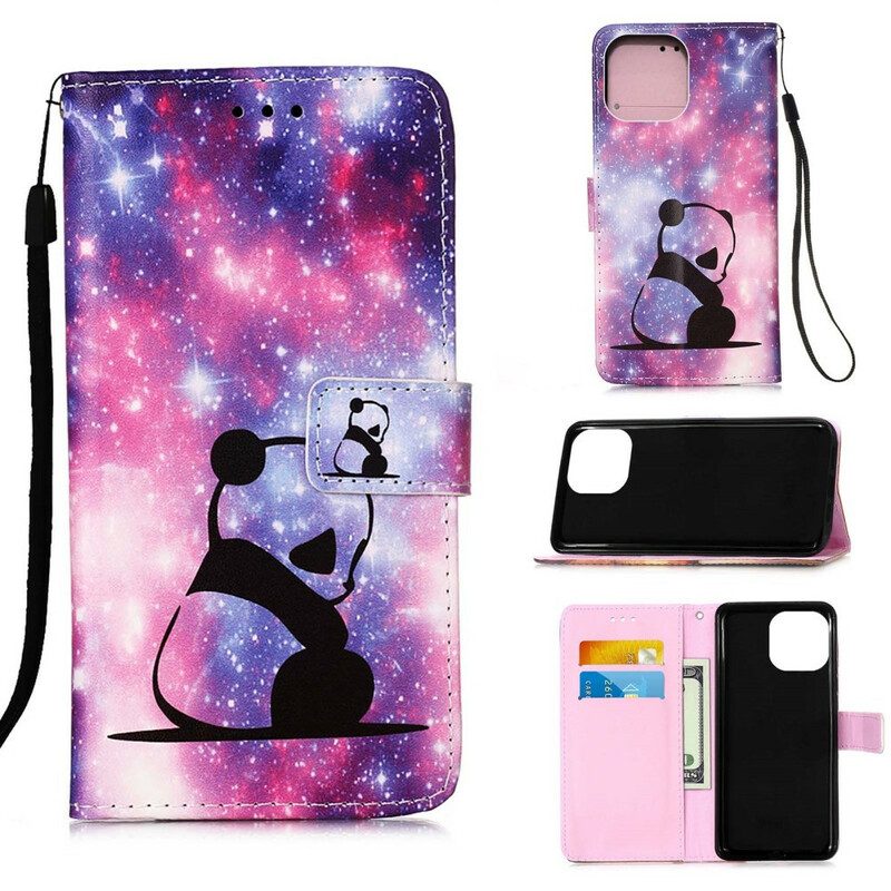 Flip Case Für iPhone 13 Mini Panda-galaxie