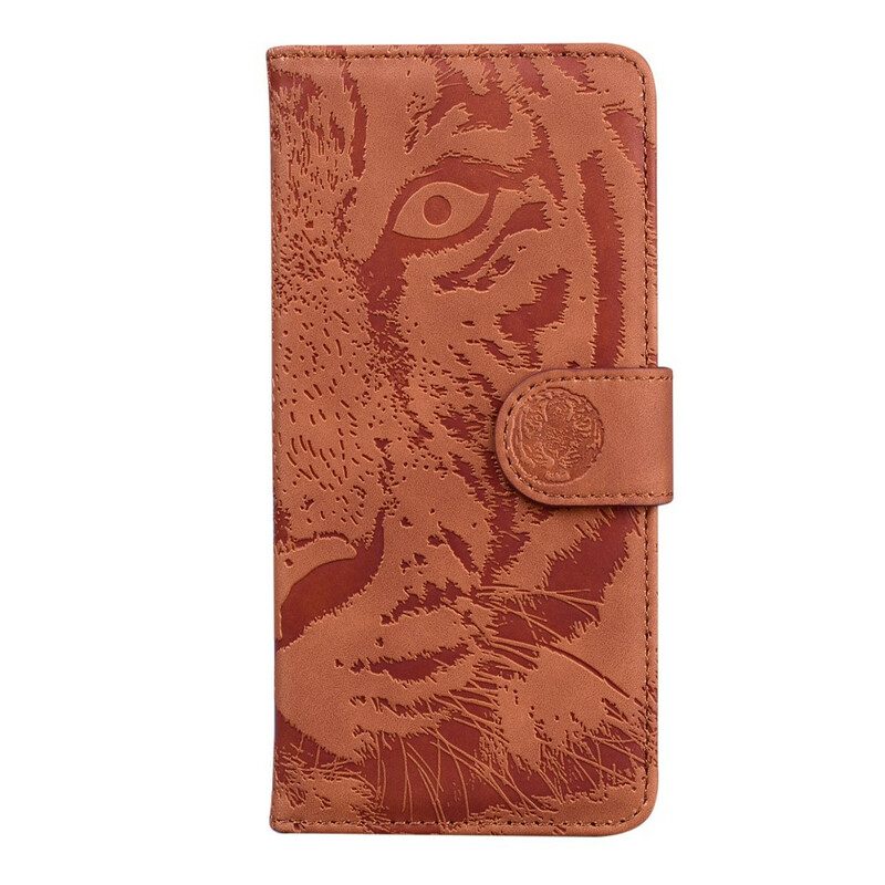 Flip Case Für iPhone 13 Mini Tiger-gesichtsdruck