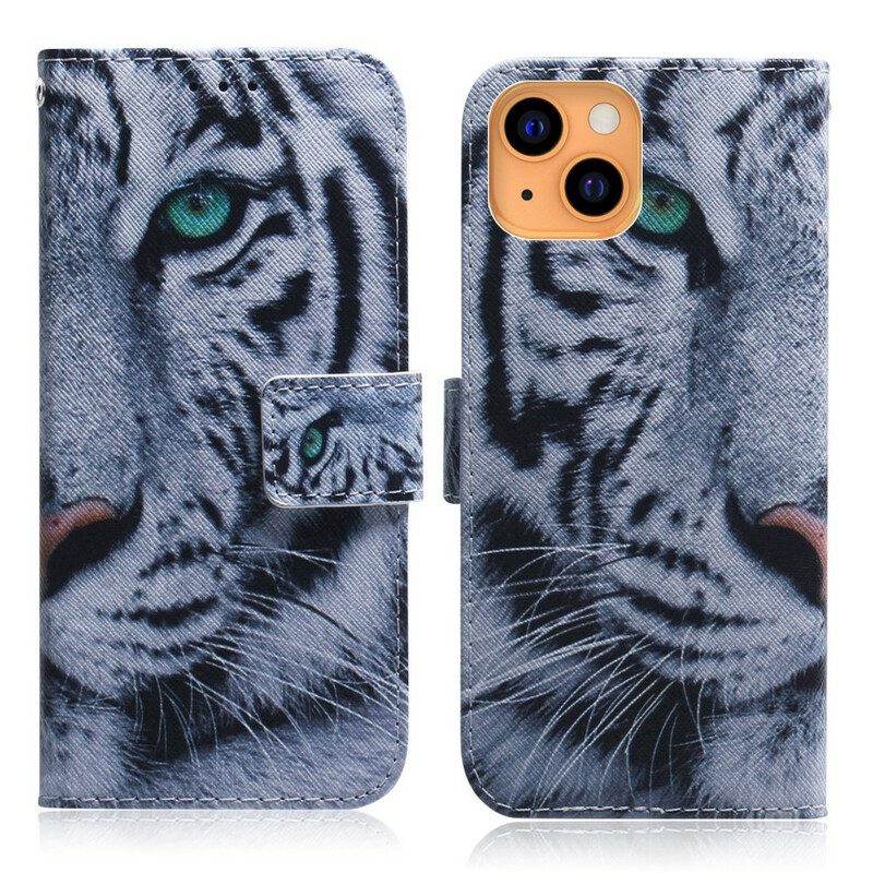 Flip Case Für iPhone 13 Mini Tigergesicht