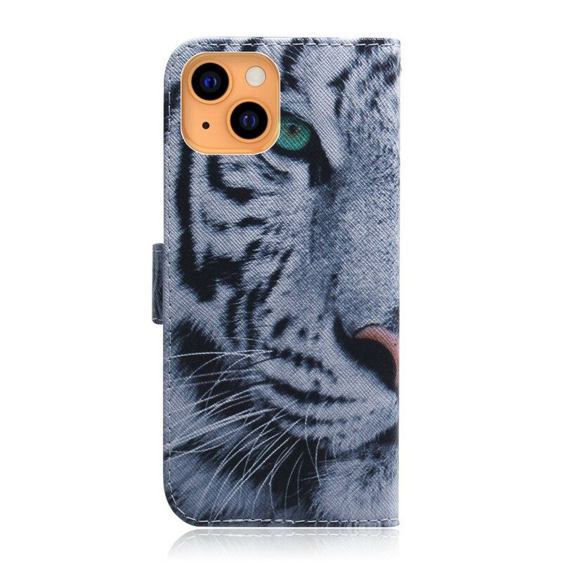 Flip Case Für iPhone 13 Mini Tigergesicht