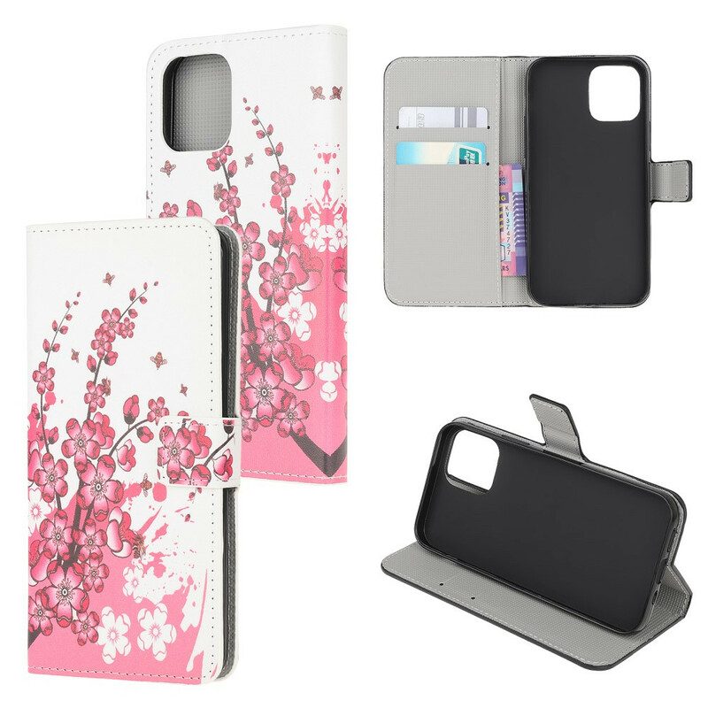 Flip Case Für iPhone 13 Mini Tropische Blumen