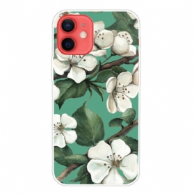 Handyhülle Für iPhone 13 Mini Bemalte Weiße Blumen