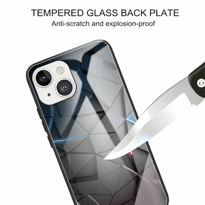 Handyhülle Für iPhone 13 Mini Geometrie Aus Gehärtetem Glas